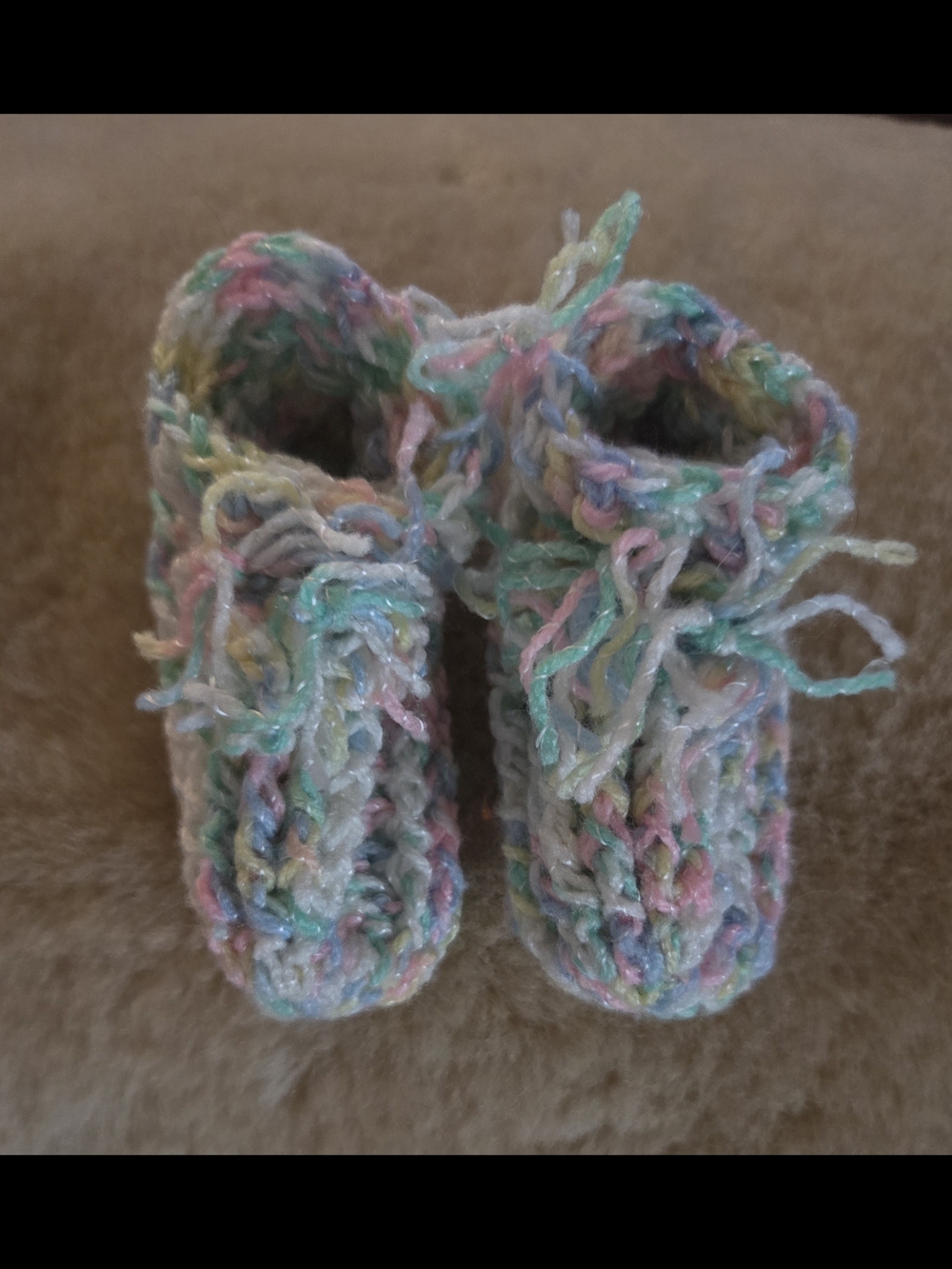 Handmade  Crochet Pastel Multicolor Baby Booties